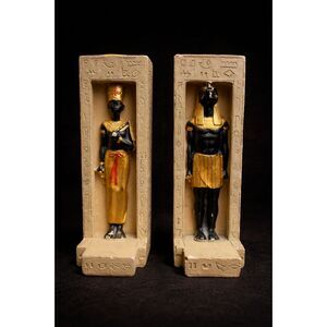 Vintage Egyptian Candle Holder Pair | Isis & Osiris Style Decor | Set of 2